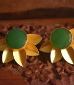 Classic Designer Semi Precious Stone Floral Studs Earrings