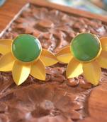 Classic Designer Semi Precious Stone Floral Studs Earrings