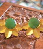 Classic Designer Semi Precious Stone Floral Studs Earrings