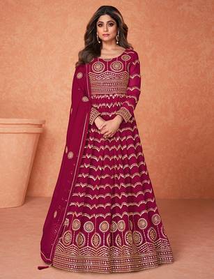 Magenta embroidered georgette salwar 1