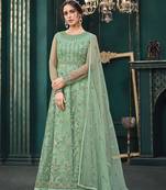 Sea-green embroidered net salwar
