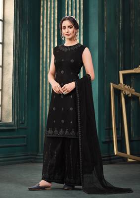 Black embroidered net salwar 2