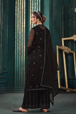 Black embroidered net salwar 3