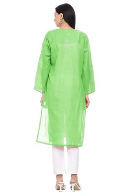 Light-green embroidered cotton chikankari-kurtis 4