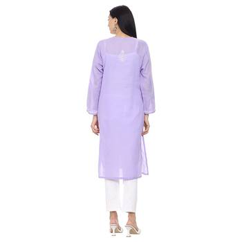 Mauve embroidered cotton chikankari-kurtis 4