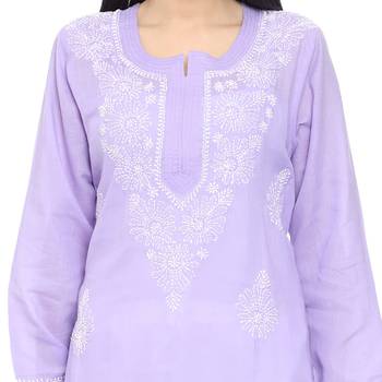 Mauve embroidered cotton chikankari-kurtis 5