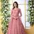 Provocative Peach Thread Embroidered Work Net Anarkali Long Gown Semi Stitched