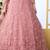 Provocative Peach Thread Embroidered Work Net Anarkali Long Gown Semi Stitched