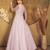 Violet Foilage Print Net Silk Party Wear Long Gown Semi Stitched