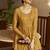 Mustard Yellow & Rani Pink Metallic Foilage Print Georgette Anarkali Long Gown Semi Stitched