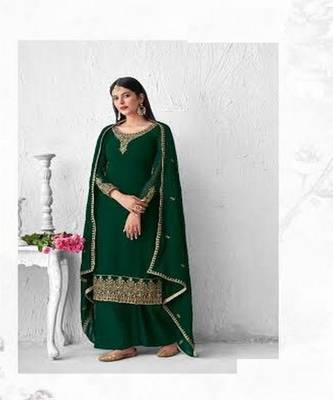 red embroidery georget silk semistitch straight suits palazzo salwar suits 1