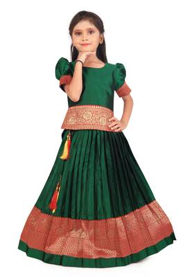 Girl's Pattu Pavadai Readymade Tapeeta Silk Lehenga Choli 1