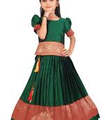 Girl's Pattu Pavadai Readymade Tapeeta Silk Lehenga Choli