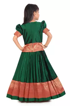 Girl's Pattu Pavadai Readymade Tapeeta Silk Lehenga Choli
