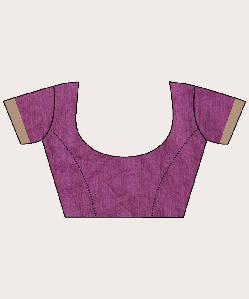 Purple Art Silk Muslin Handloom Embroidery Saree