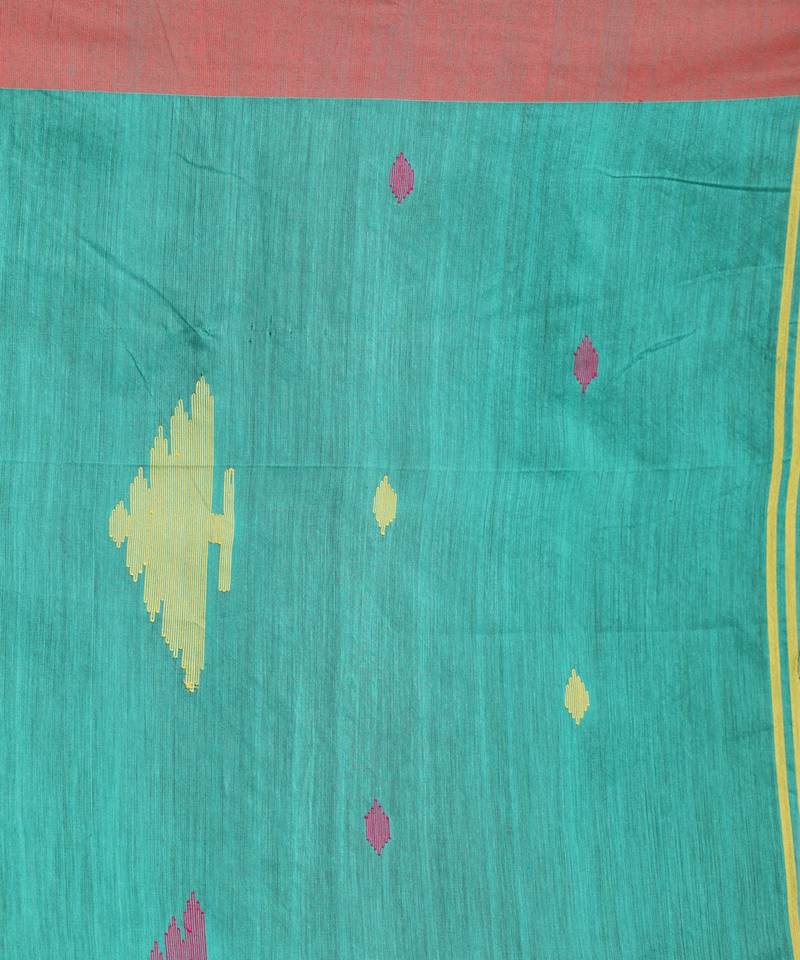 Brink Pink Cotton Blend Handloom Tie Dye Jamdani Saree