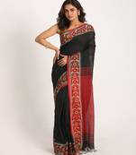 Black Handloom Cotton Tangail Saree