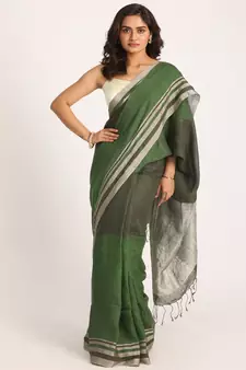 Multicolour Traditional Handloom Linen Saree