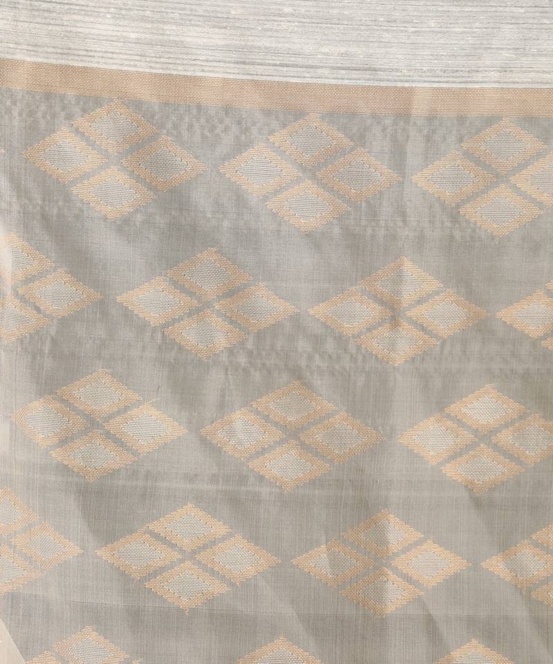 White Matka Silk Handloom Traditional Sequin Jamdani Saree