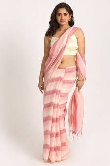 Multicolour Check Traditional Handloom Linen Saree