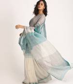 Multicolour Traditional Handloom Check Linen Saree