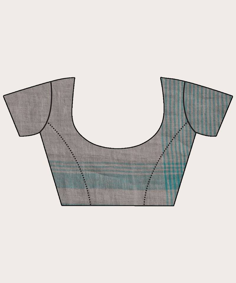 Multicolour Traditional Handloom Check Linen Saree