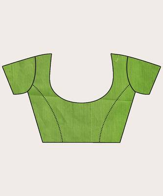 Yellow Green Cotton Blend Handloom Tie Dye Jamdani Saree 5
