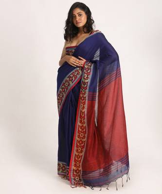 Royel Blue Handloom Cotton Tangail Saree 2