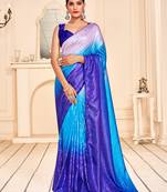 Turquoise Heavy Sequance Embroidery Art Silk Traditional-Sarees With Art Silk Blouse