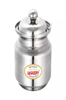 JAGGERY  Stainless Steel Ghee Pot Oil Container with Spoon  Silver Touch Finish (pack of 2pcs) Capacity350ml