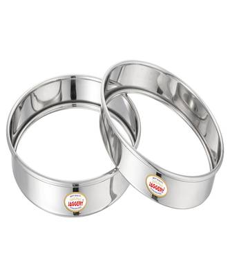 JAGGERY  Stainless Steel Round Hot Pot Stand Matka Stand for Kitchen  Set of 2 (Dia  16 and 18cm Height -3cm) 1