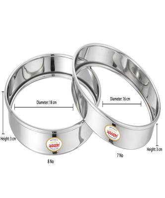 JAGGERY  Stainless Steel Round Hot Pot Stand Matka Stand for Kitchen  Set of 2 (Dia  16 and 18cm Height -3cm) 3