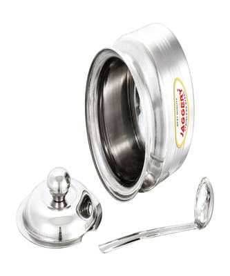 JAGGERY  Stainless Steel Ghee Pot Oil Container with Spoon Silver Touch Finish (pack of 2pcs) Capacity-210ml and 350ml 3