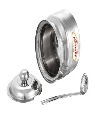 JAGGERY  Stainless Steel Ghee Pot Oil Container with Spoon Silver Touch Finish (pack of 2pcs) Capacity-210ml and 350ml 4