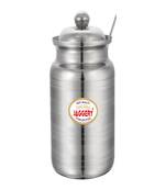 JAGGERY Stainless Steel Ghee Pot Oil Container with Spoon Silver Touch 1pcs Pack Capacity-600ml(Dia-9cm H-10.5cm)