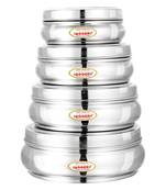 JAGGERY Stainless Steel Belly Shape Conatiner 4pcs (Capacity-300ml 410ml 650ml 900ml ) (Dia-10 11 13 and 14.5cm )