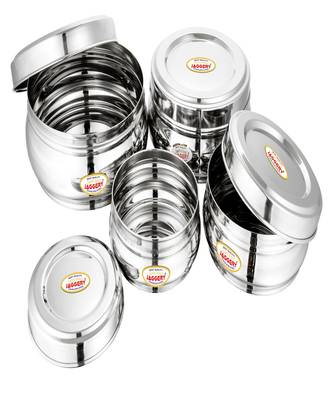 JAGGERY Stainless Steel Belly Shape Conatiner 4pcs (Capacity-300ml 410ml 650ml 900ml ) (Dia-10 11 13 and 14.5cm ) 3