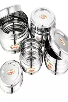 JAGGERY Stainless Steel Belly Shape Conatiner 4pcs (Capacity-300ml 410ml 650ml 900ml ) (Dia-10 11 13 and 14.5cm )