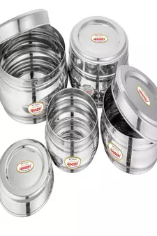 JAGGERY Stainless Steel Belly Shape Conatiner 4pcs (Capacity-300ml 410ml 650ml 900ml ) (Dia-10 11 13 and 14.5cm )