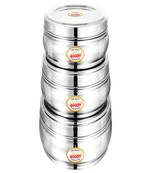 JAGGERY Stainless Steel Belly Shape Conatiner 3pcs Set (Capacity1150ml 1350ml and 1900ml ) (Dia17 18.5 and 21cm)