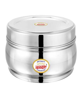 JAGGERY Stainless Steel Belly Shape Puri Dabba Round Conatiner Pack of 1pcs (Capacity2500ml ) (Dia-23cm H-8.5cm ) 2
