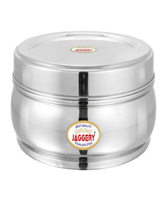 JAGGERY Stainless Steel Belly Shape Puri Dabba Round Conatiner Pack of 1pcs (Capacity2500ml ) (Dia-23cm H-8.5cm ) 3