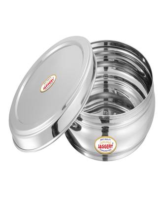 JAGGERY Stainless Steel Belly Shape Puri Dabba Round Conatiner Pack of 1pcs (Capacity1150ml) (Dia17cm H-7cm) 4