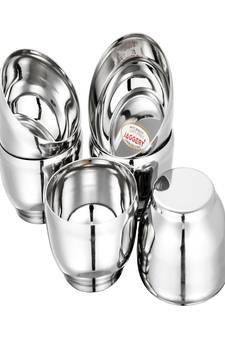 JAGGERY Stainless Steel Ajooba Vati Bowl Katori Set Pack of 6pcs Capacity150ml Dia-8cm H-4.5cm