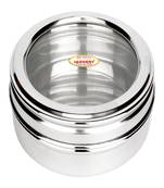 JAGGERY Stainless Steel Chocolate Box Sweet Box Low Height Puri Dabba Container (Dia21cm capacity1000ml)