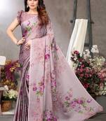Light Plum Printed Chiffon Saree With Blouse