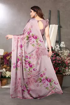Light Plum Printed Chiffon Saree With Blouse