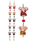 Handicrafts Paradise Door Hanging Pair of 5 Paper Machie Ganesh with Pumpum