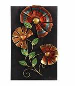 Decorative Flower Wall Decor Showpiece for Home Decor in Wrought Iron and Wooden Base - 14 x 21 inch