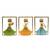 Handicrafts Paradise Iron Musical Ladies Wall Art, Green, Orange & Blue, Musicians Framed, Set of 3pcs, 9.25 X 11 inches